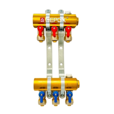 Rozdzielacz C.O. 3 obwody GEPOX zaworki PEX odpowietrzniki DO GRZEJNIKÓW